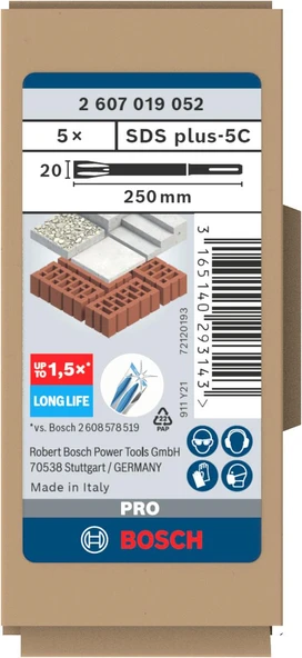 Bosch Yassı Keski SDS-Plus Longlife 250*20 mm 5'li - 1
