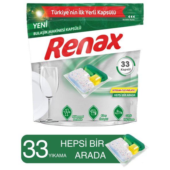 Renax Hepsi Bir Arada Bulaşık Makinesi Tableti 33'lü