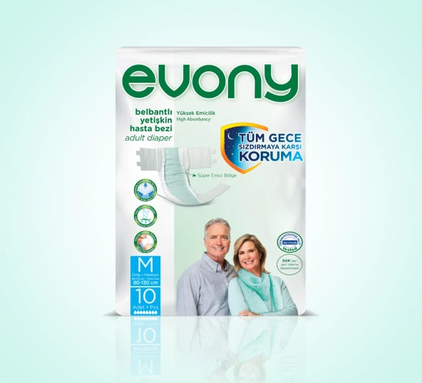 Evony Belbantlı Hasta Bezi M Beden 10 Adet ürün görseli