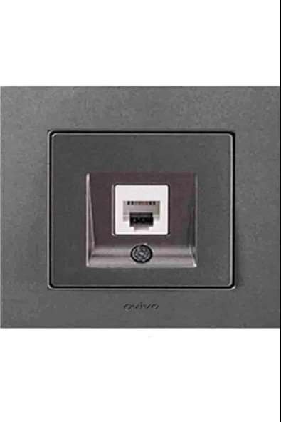Ovivo - Grano Nümeris Telefon Prizi Mekanizma+Çerçeve (Füme) 600-000312-221