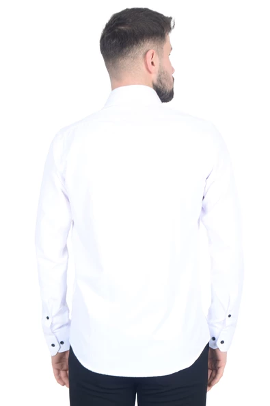 Cengiz İnler İtalyan Yaka Slim Fit Erkek Pamuk Gömlek
