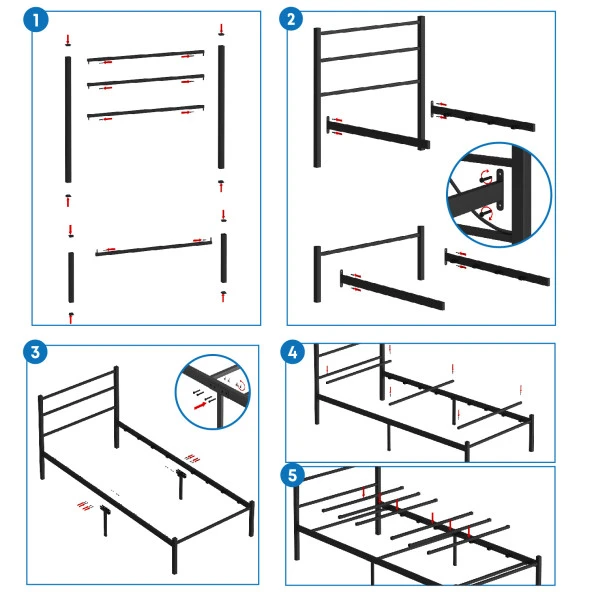 Mobpazar Basic Metal Karyola 90x200 cm Siyah - 7