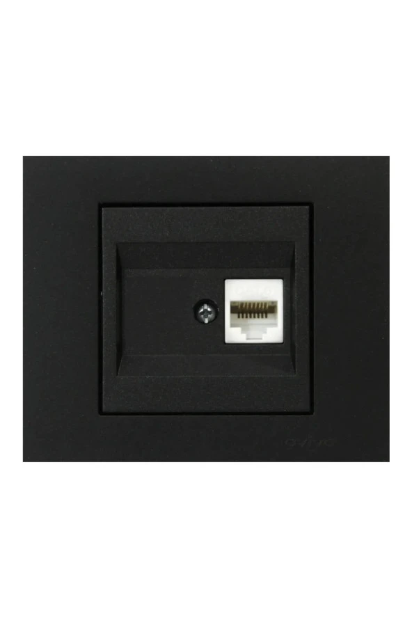 Ovivo - Grano Tekli Data Prizi RJ45+Boş Yuva Mekanizma+Çerçeve (Metalik Siyah) 600-000317-229