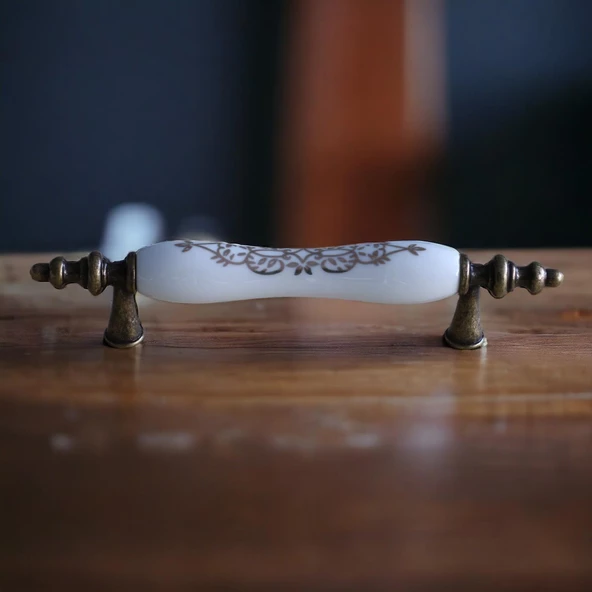 Gerçek Porselen Eskitme Antik Sarı 96 mm Mobilya Mutfak Çekmece Dolap Dolabı Kulpu Kulbu Kulpları - Resim 3