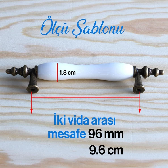 Gerçek Porselen Eskitme Antik Sarı 96 mm Mobilya Mutfak Çekmece Dolap Dolabı Kulpu Kulbu Kulpları - Resim 7