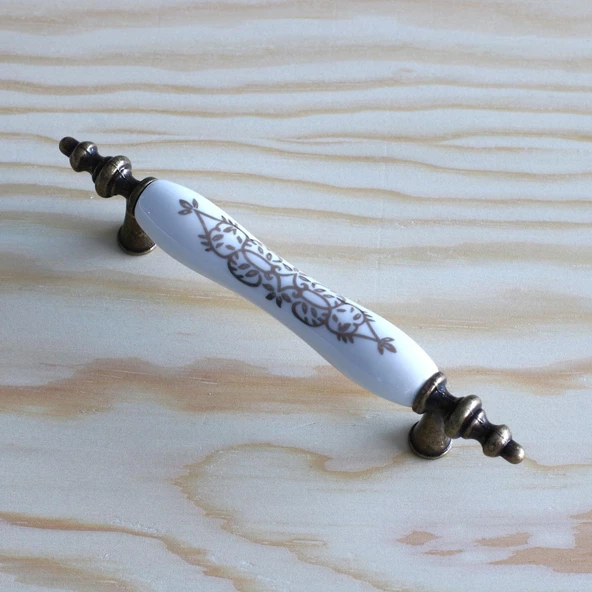 Gerçek Porselen Eskitme Antik Sarı 96 mm Mobilya Mutfak Çekmece Dolap Dolabı Kulpu Kulbu Kulpları - Resim 5