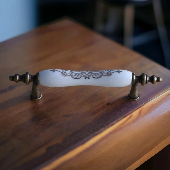 Gerçek Porselen Eskitme Antik Sarı 96 mm Mobilya Mutfak Çekmece Dolap Dolabı Kulpu Kulbu Kulpları - Resim 4