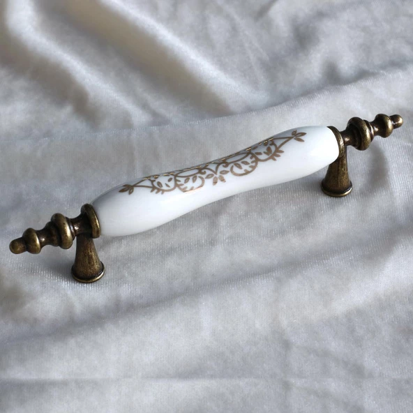 Gerçek Porselen Eskitme Antik Sarı 96 mm Mobilya Mutfak Çekmece Dolap Dolabı Kulpu Kulbu Kulpları - Resim 6