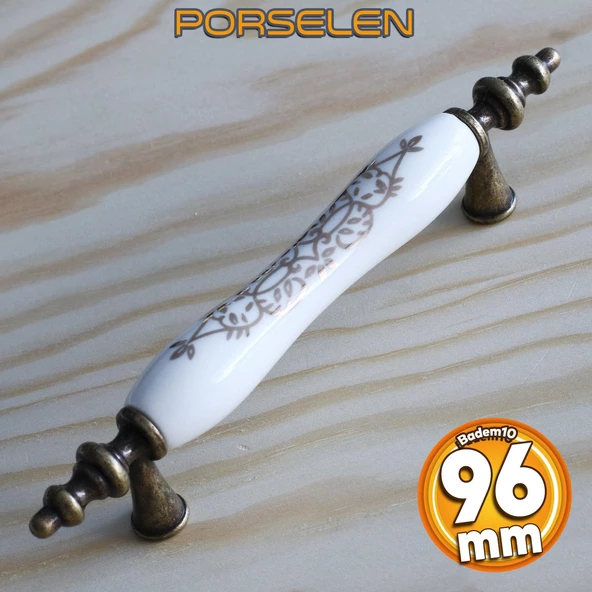Gerçek Porselen Eskitme Antik Sarı 96 mm Mobilya Mutfak Çekmece Dolap Dolabı Kulpu Kulbu Kulpları