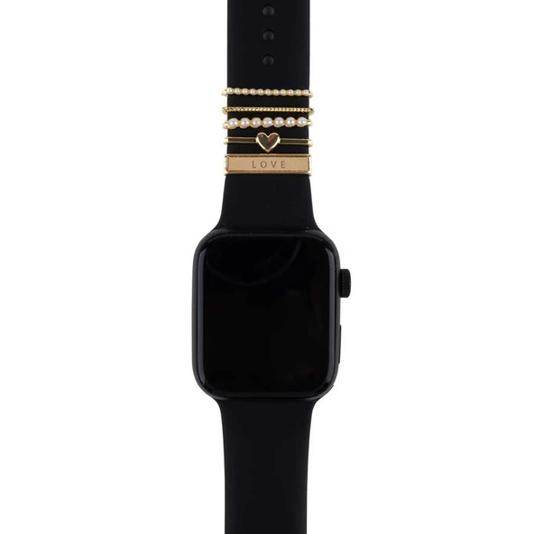 Apple Samsung Oppo Huawei Haylou Watch Kordon Aksesuarı Süsü Charm Seti Taşlı - 12