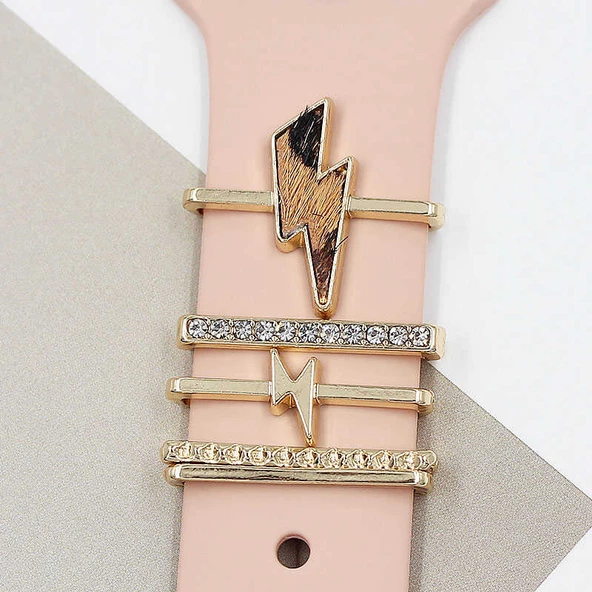 Apple Samsung Oppo Huawei Haylou Watch Kordon Aksesuarı Süsü Charm Seti Taşlı - 9