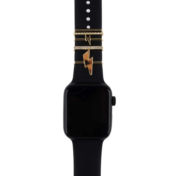 Apple Samsung Oppo Huawei Haylou Watch Kordon Aksesuarı Süsü Charm Seti Taşlı - 11