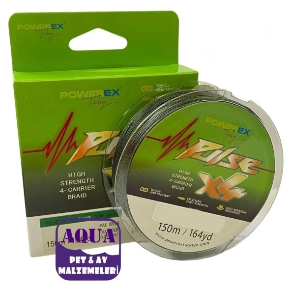 Powerex Pulse 4x örgü 150 m. Dark Green 0.16 mm 9 kg Çekerli İp Misina