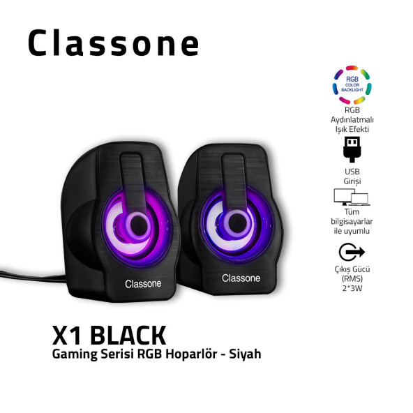 CLASSONE X1 RGB GAMING HOPARLÖR BLACK