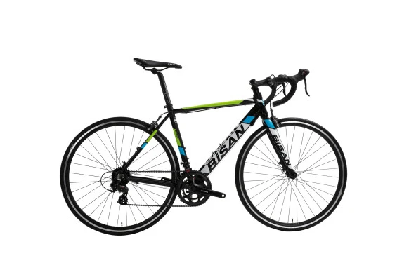 Bisan RX 9100 Kaliper Fren 14 Vites 28 Jant Yol Yarış Bisikleti Siyah Yeşil Mavi 51 Kadro