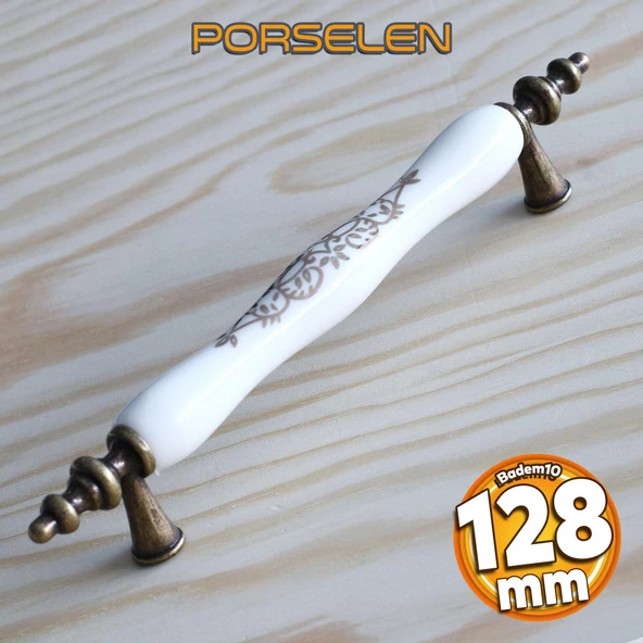 Gerçek Porselen Eskitme Antik Sarı 128 mm Mobilya Mutfak Çekmece Dolap Dolabı Kulpu Kulbu Kulpları