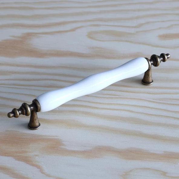 Gerçek Porselen Eskitme Antik Sarı 128 mm Mobilya Mutfak Çekmece Dolap Dolabı Kulpu Kulbu Kulpları - 6