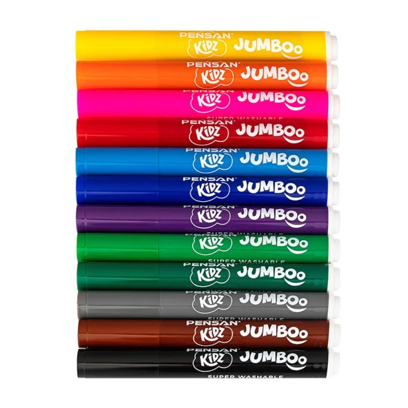 Pensan Kidz 12 Renk Yıkanabilir Jumbo Keçeli Kalem (99040/12) - 2