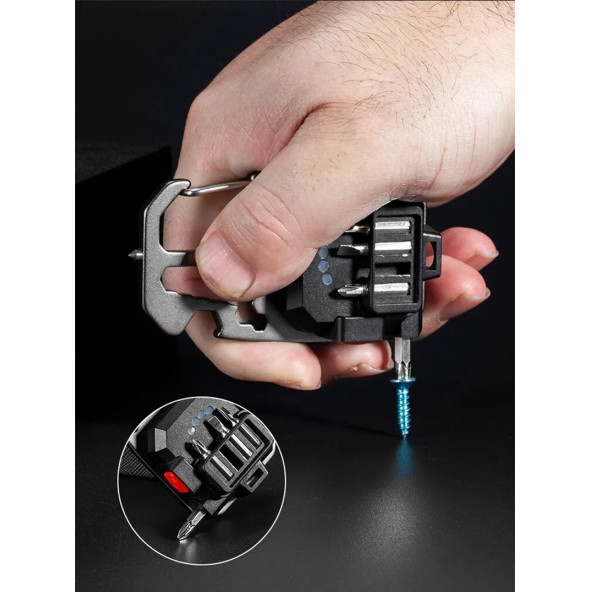 Taşınabilir Şarjlı Mini LED Işık Anahtarlık Tornavida Cam Kırıcı Kamp Afet Çok Fonksiyonelli Aparat - 2
