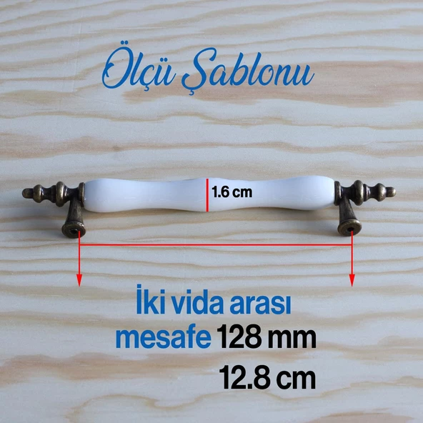 Gerçek Porselen Eskitme Antik Beyaz 128 mm Mobilya Mutfak Çekmece Dolap Dolabı Kulpu Kulbu Kulpları - Resim 5