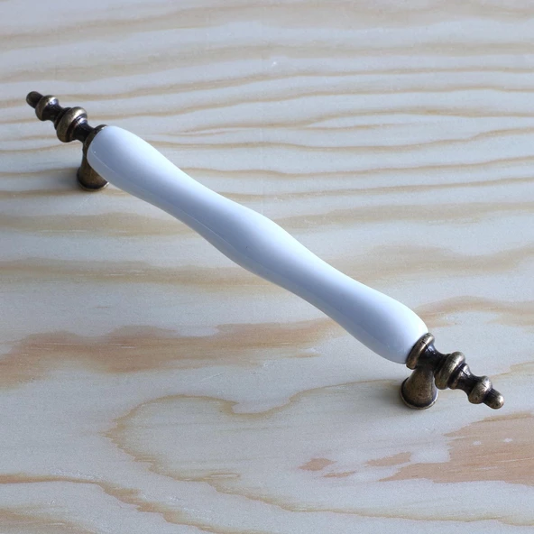 Gerçek Porselen Eskitme Antik Beyaz 128 mm Mobilya Mutfak Çekmece Dolap Dolabı Kulpu Kulbu Kulpları - Resim 3