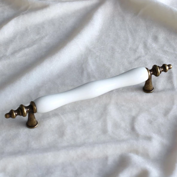 Gerçek Porselen Eskitme Antik Beyaz 128 mm Mobilya Mutfak Çekmece Dolap Dolabı Kulpu Kulbu Kulpları - Resim 4