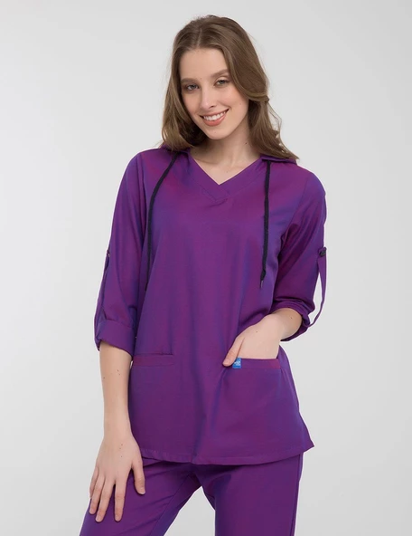 VIOLET- Kadın Koton Mor Medikal Üniforma Üst ürün görseli