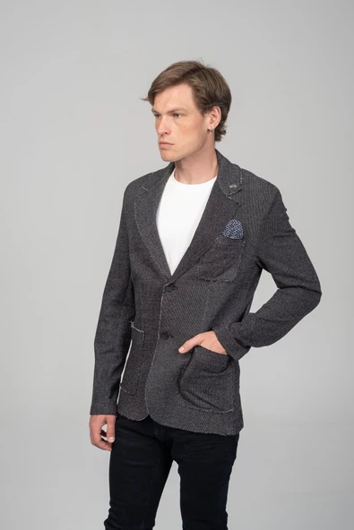 CEKMON Erkek Fit Extra Rahat Cepli Mendilli Ceket - 3