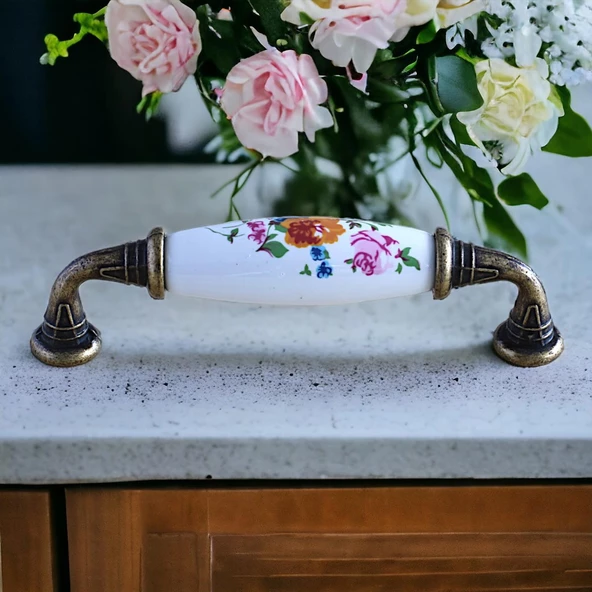 Gerçek Porselen Mobilya Mutfak Çekmece Dolap Kapak Dolabı Kulbu Kulpu Kulpları Beyaz (96 MM-9.6 CM) - 3