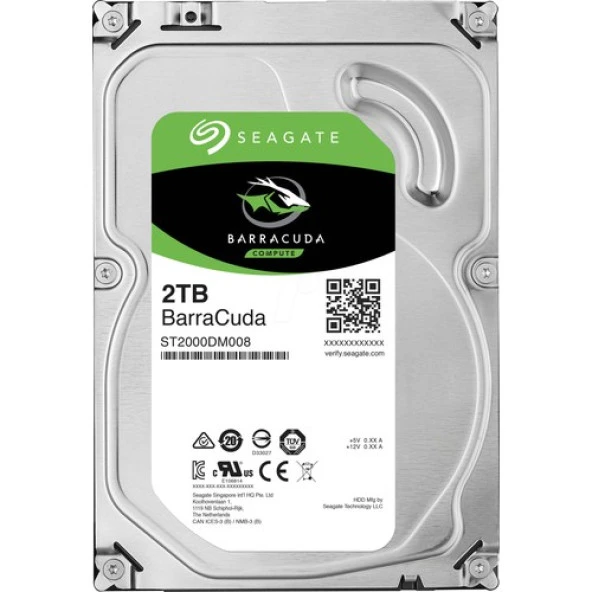 2 TB 3.5 SEAGATE 7200 SATA3 256MB ST2000DM008 (RESMI DIST GARANTILI)