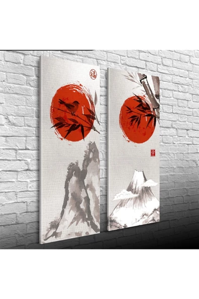 Kırmızı Longji Iki Parça Canvas Tablo (30x70) ürün görseli 1