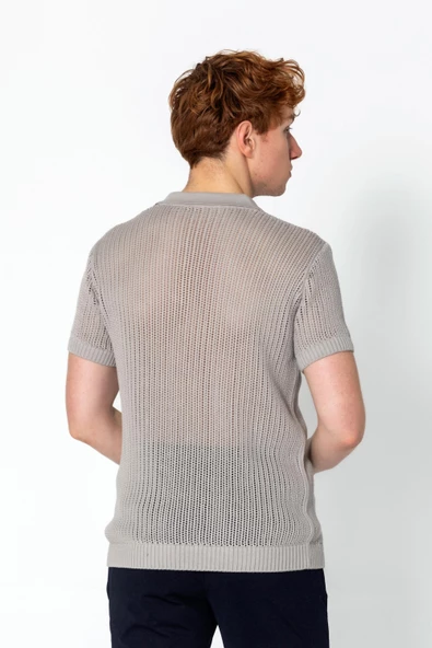 Erkek Fit Polo Yaka Extra Rahat Düğmeli Örme T-shirt - 11