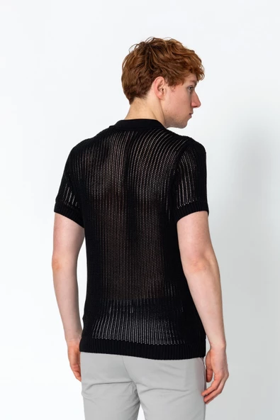 Erkek Fit Polo Yaka Extra Rahat Düğmeli Örme T-shirt - 6