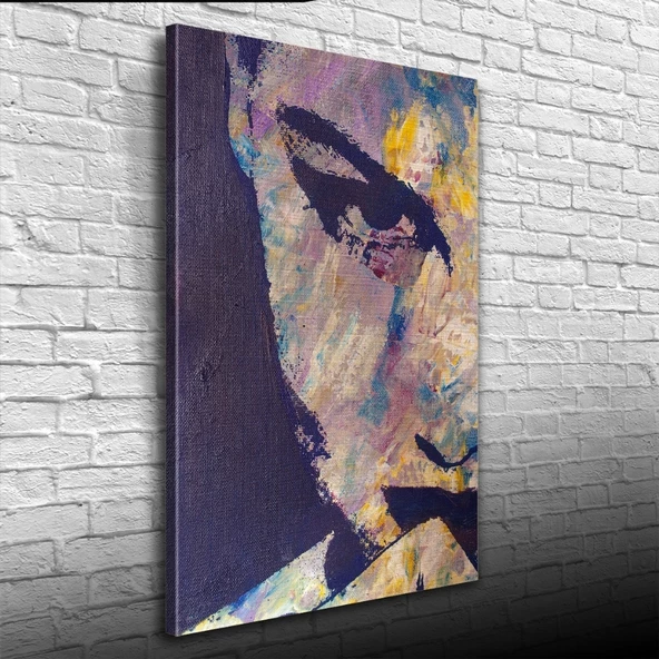 Yağlıboya Kadın Portre Gri Tonlarda Kanvas Tablo 50 x 70 - Resim 3