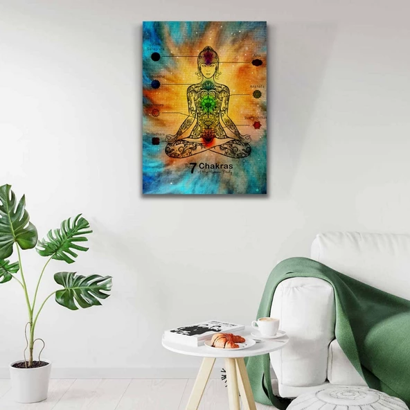 Yedi Şakra. Pastel Renkler Kanvas Tablo 50 x 70 - Resim 2