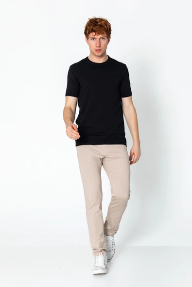 Erkek Fit Extra Yuvarlak Yaka Düz Triko T-Shirt - 3