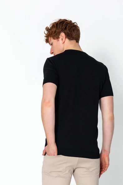 Erkek Fit Extra Yuvarlak Yaka Düz Triko T-Shirt - 6