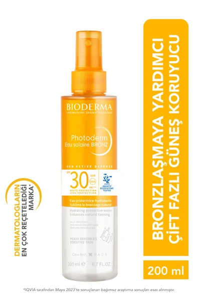 BIODERMA Photoderm Bronz Sun Protective Water SPF30 Bronzlaştırıcı Güneş Koruyucu Yüz, Vücut, Saç 200 ml 3701129807880