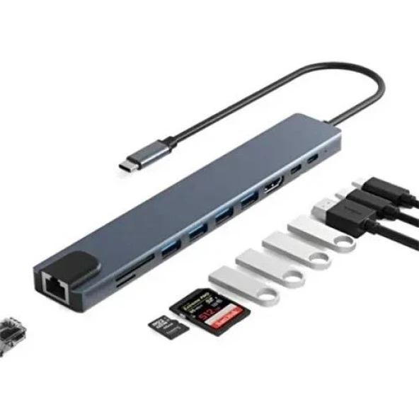 SENSEI TYPE-C 10IN1 HDMI COK FONKSIYONLU USB 3.0 DOCK STATION