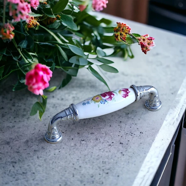 Gerçek Porselen Mobilya Mutfak Çekmece Dolap Kapak Dolabı Kulbu Kulpu Kulpları Beyaz (96 MM-9.6 CM) - 3
