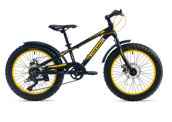 Corelli Fatboy MD Disk Fren 7 Vites 20 Jant Fat Bike Çocuk Bisikleti Siyah Beyaz Sarı