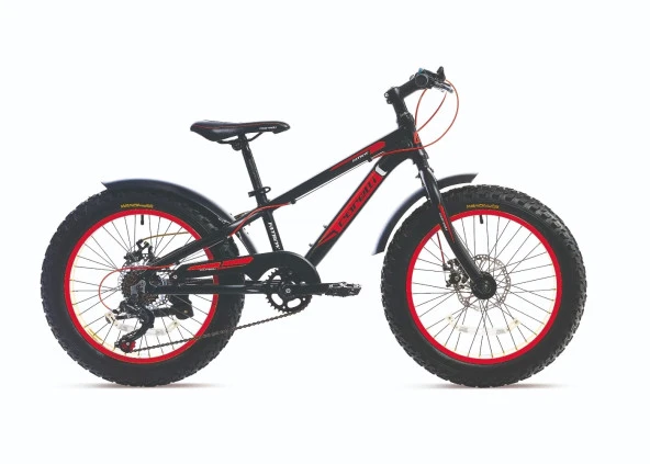 Corelli Fatboy MD Disk Fren 7 Vites 20 Jant Fat Bike Çocuk Bisikleti Siyah Beyaz Kırmızı