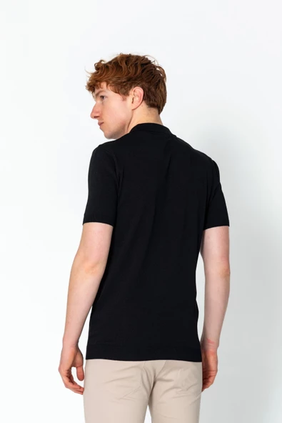 Erkek Fit Altı Kolları Lastikli Polo Yaka Düğmeli Triko T-Shirt - 6