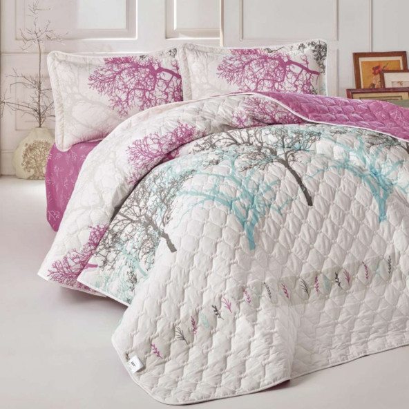 Clasy Midas V1 Lila Ranforce 260x240 cm Çift Kişilik Yatak Örtüsü Seti