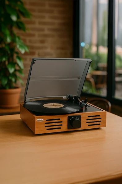 Midex MTX-106OR Nostaljik Retro Pikap Plak Çalar (Bluetooth Aux Hoparlörlü 3 Devir) İğne Dahil - 1