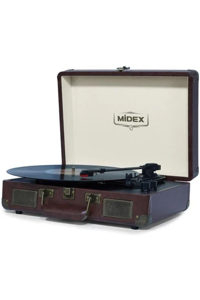 Midex Mtx-101CR Nostaljik Retro Pikap Plak Çalar (Şarjlı Bluetooth Aux Hoparlörlü 3 Devir) İğne Dahil - Resim 3