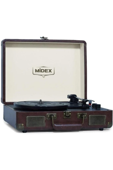 Midex Mtx-101CR Nostaljik Retro Pikap Plak Çalar (Şarjlı Bluetooth Aux Hoparlörlü 3 Devir) İğne Dahil ürün görseli 1