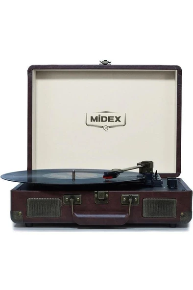 Midex Mtx-101CR Nostaljik Retro Pikap Plak Çalar (Şarjlı Bluetooth Aux Hoparlörlü 3 Devir) İğne Dahil - Resim 2