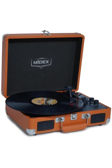 Midex Mtx-101OR Nostaljik Retro Pikap Plak Çalar (Şarjlı Bluetooth Aux Hoparlörlü 3 Devir) İğne Dahil - Resim 3