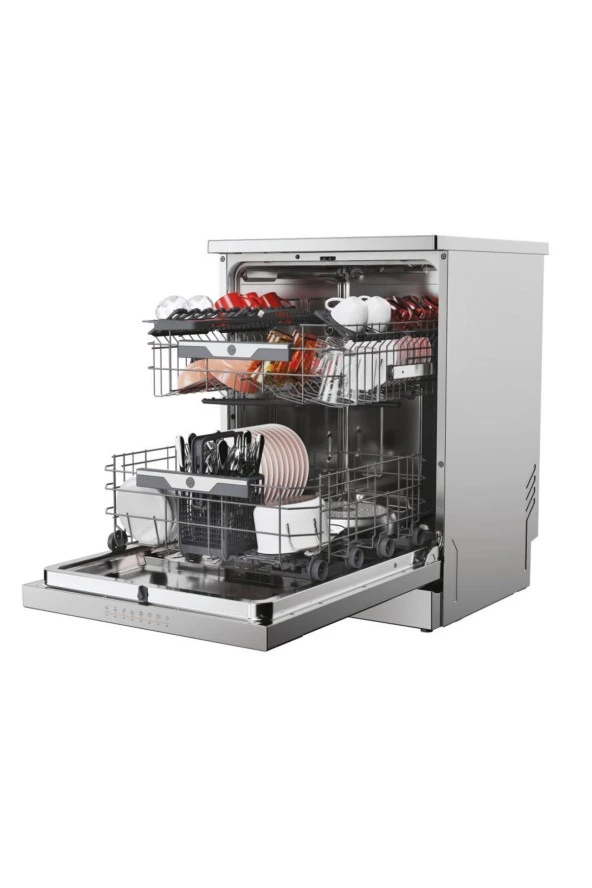 Hoover HF 6C7F0X-17 8 Programlı Wi-Fi + Bluetooth Bağlantılı Bulaşık Makinesi Inox - Resim 4